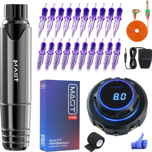 Professional Tattoo Permanent Makeup Tattoo Machine MAST P10 Kit Tattoo Rotary Pen Set LCD Power Supply for Tattoo Artist