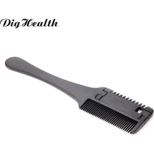 Dighealth 1pcs Hair Cutting Comb Black Plastic Handle Hair Razor Cutting DIY Thinning Trimmer Hair Styling Comb With Blades