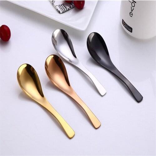 Featured Stainless Steel Soup Spoons Plating Color 14.7*4cm Round Bottom Spoons Tableware