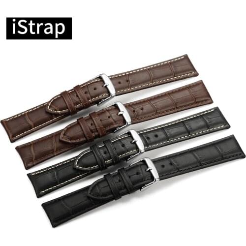IStrap 12 13 14 16 18 19 20 21 22 24mm Alligator Grain Strap Embossed Genuine Leather Watch Band for Tudor Bracelet for Hamilton