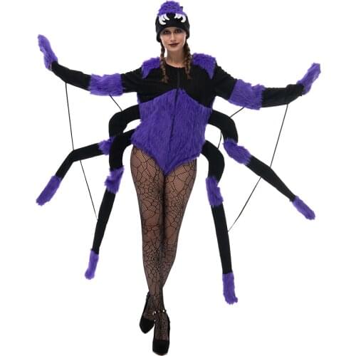 Snailify Black Widow Spider Womens Costume Purple Lady Sexy Spider Cosplay 2020 Halloween Costume Purim Carnival Party Wear