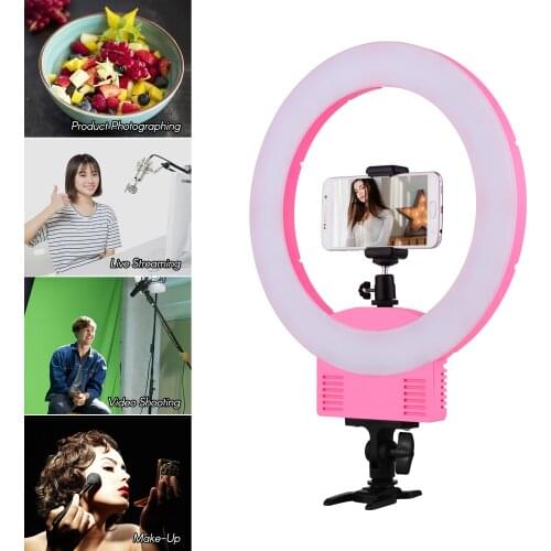 12 Inch LED Ring Light 36W Stepless Dimmable Ringlight with Desk Bracket Portable Bag Phone Holder for Makeup Video Photography