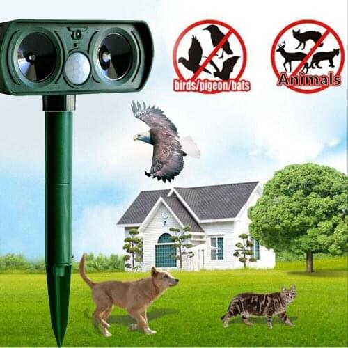 Outdoor Solar Ultrasonic Repeller Deterrent Pest Cat Dog Fox Deterrent Solar Powered Scarer Repellent Garden Tool