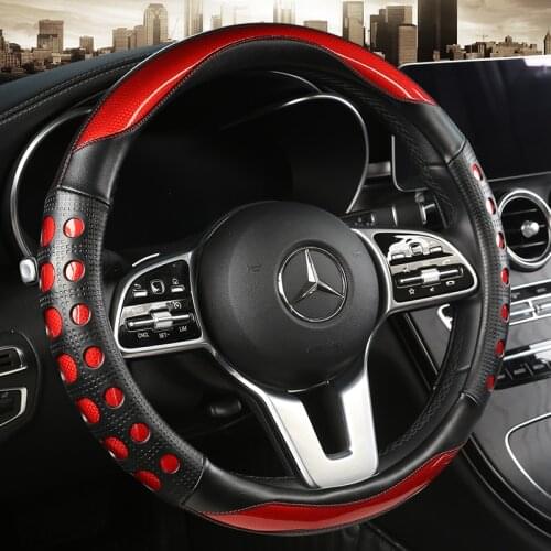 Universal Car PU Leather Steering-Wheel Covers Anti-slip Skidproof Durable 38CM/15" Dynamic Fibre Handmade Steering Wheel Cover