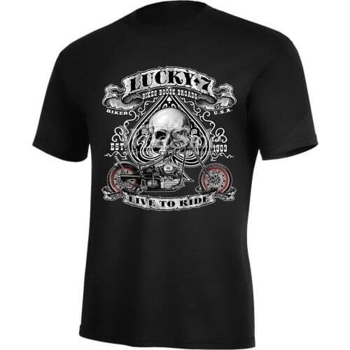 Lucky Bikes Booze Broads Live To Ride Biker Adult Graphic Funny T-Shirt