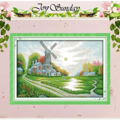 Windmill shed Patterns Counted Cross Stitch 11CT 14CT Cross Stitch Set wholesale Scenery Cross-stitch Kit Embroidery Needlework