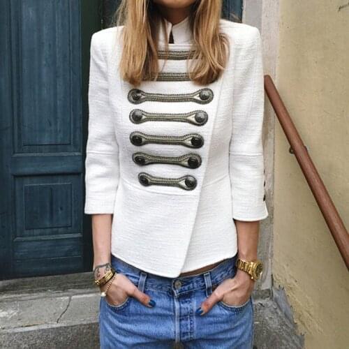 QUALITY Sale HIGH New Fashion 2021 Designer Jacket Womens 3/4 Sleeve Double Breasted Beading Casual Jacket Outerwear