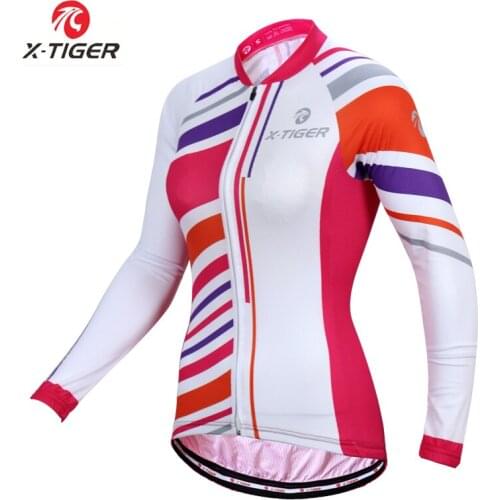 X-Tiger Anti-UV Women Cycling Jersey Autumn Breathable Women Racing Bike Clothes Shirt Womens Cycling Bicycle Clothing