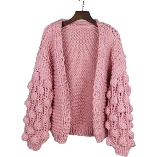 Winter Spring Women Fashion Long Lantern Sleeve Knitting Cardigan Sweater Women Knitted Casual Warm Cardigan Shawl Sweaters