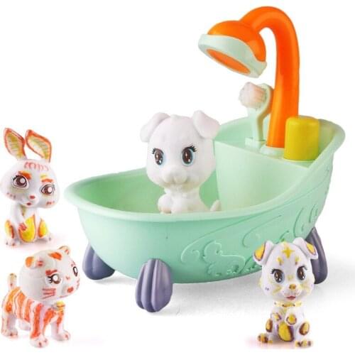 Diy Pet Painting Doodle Pet Frosted Animal Toy Set Come and Bathe Your Pet Graffiti Handmade Toy for Children Gifts