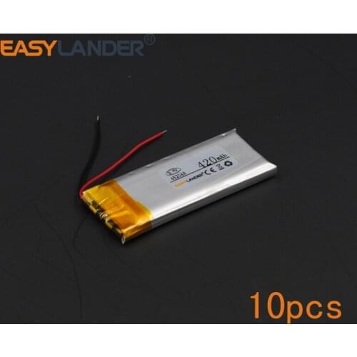 10pcs/Lot 3.7V 420mAh Polymer Li-ion Battery For Player mouse recorder speaker RC toys headephone Remote controller MP3 452048