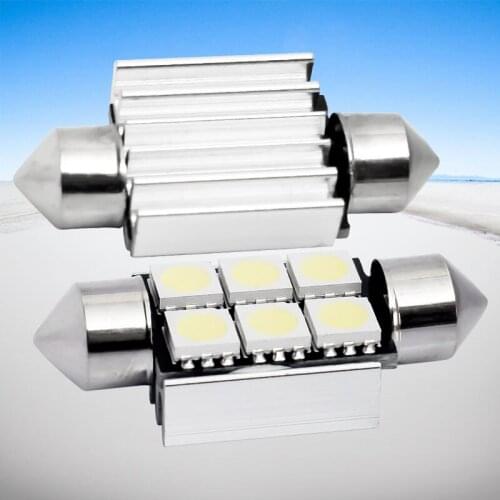 100pcs 36mm C5W 6 SMD 5050 LED White CANBUS Error Free Car License Plate lights Bulb Reading Dome Festoon Lamp door light 100X