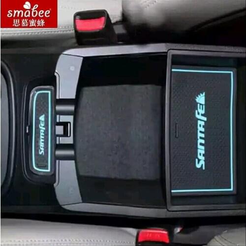 19pcs/set For Hyundai Santa Fe IX45 2013 - 2015,Car Accessories 3D Rubber Mat Non-slip Mat Door Groove Mat Smabee