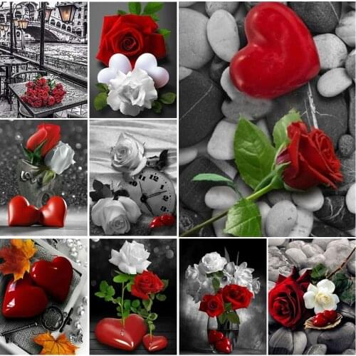 5D Diamond Painting Full Square Love Heart Picture Of Rhinestones DIY Cross stitch Diamond Embroidery Rose Flower Diamond Mosaic