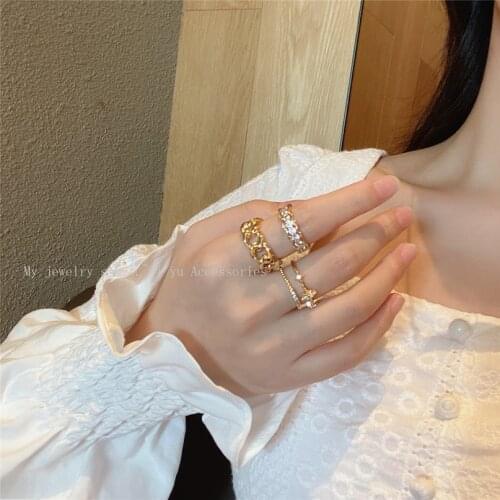 925 Sterling Silver Micro-inlaid Tie Ring Gold Korean Version Of Simple Temperament Opening Adjustable Couple Ring Gold Jewelry