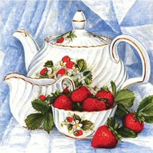 5D Diy Full diamond embroidery Tea set strawberry picture diamond Painting cross stitch kit home decor diamond mosaic Needlework