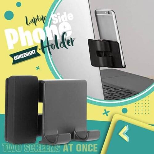 Laptop Side Phone Holder Laptop Side Mount Clip Bracket Phone Stand Holder for Laptop Screen PC Monitor GK99