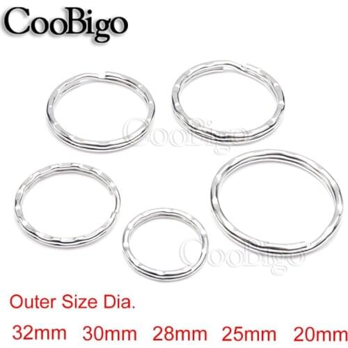 10pcs Silver 5 Sizes 20mm~32mm Outer Diameter Cutting Hole Key Rings Rhodium Round KeyChain Split O Rings Jewelry Accessories