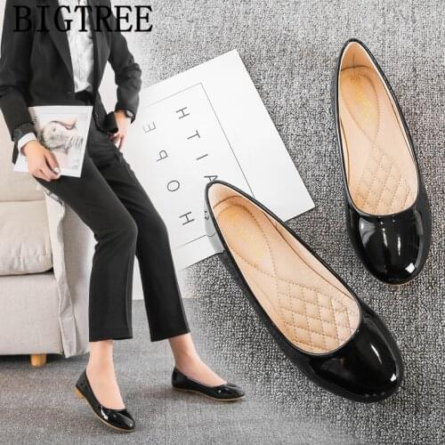 Black Flats Boat Shoes Women Work Shoes Women Big Size Women Shoes Fashion Zapatos Charol Mujer Scarpe Eleganti Donna Ayakkabı