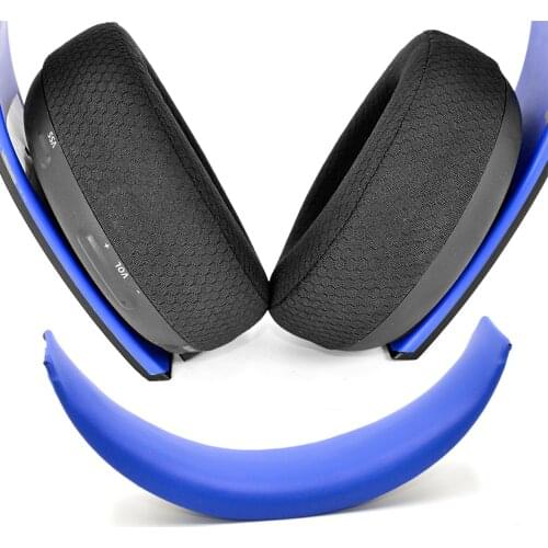 Defean Repair Parts Suit Replacement Ear Pads and Blue Headband for Sony ps3 ps4 Gold Wireless CECHYA-0083 Headphones