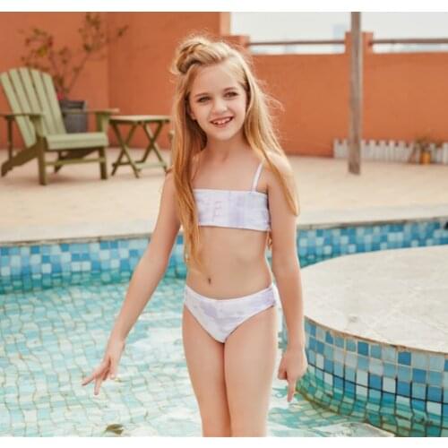 2021 Kid Girls Two Piece Swimsuit Tie-dye Suspender Two Pieces Bikini Set Summer Bathing Suit Swim Clothes Beachwear