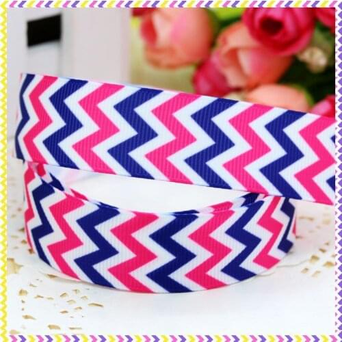 DHK 7/8'' 5yards chevron printed grosgrain ribbon headwear hair bow diy party decoration OEM Wholesale 22mm C862