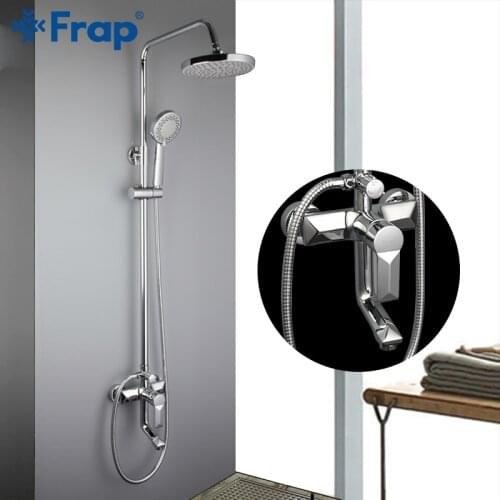 FRAP Shower System contemporary style bathroom shower faucet bath shower mixer with ABS shower head set bathtub faucet tapware