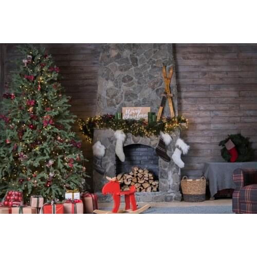 Photography Backdrops Christmas Xmas Fireplace Interiors Decor Child Baby Studio Photo Background Photocall Backdrops PropsW4708