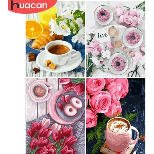 HUACAN DIY Painting By Numbers Food Hand Painted Paintings Flower Drawing On Canvas Art Gift Pictures By Number Kits Home Decor