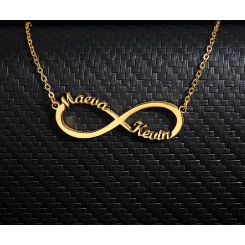 Personalized Custom Name Infinite Necklace Collares Bijoux Customized Nameplate Gold Chain Necklaces For Women Bridesmaid Gift