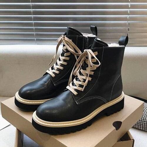 Classic Fashion New Womens Boots Handsome Simple Martin Boots Keep Warm Lace Up Snow Boots All-match Leisure Botas Mujer Trendy