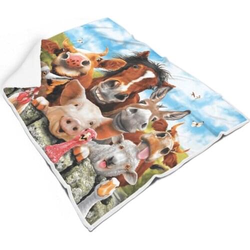 Farm Animals Series Square Blanket Comfortable Smooth Novelty Quality Throw Blanket for Picnic Camping Living Room All Seasons