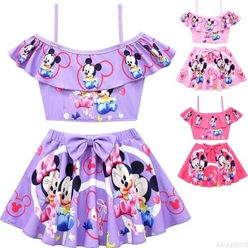 Toddler Girls Minnie Cute Cartoon Print Bathing Suits Kids Baby Swimwear Bikini Children Beach Wear for Girls