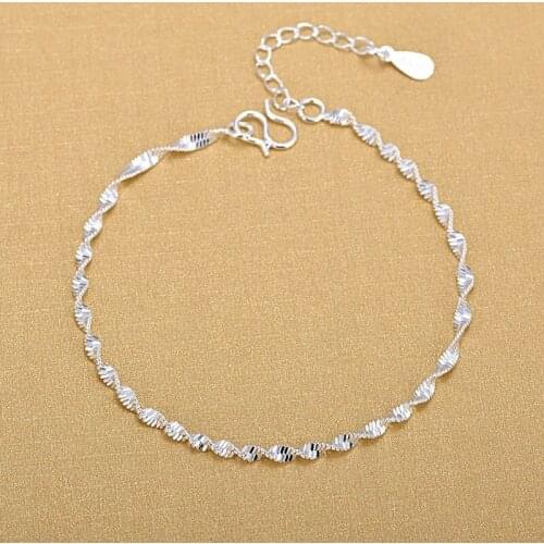 925 Sterling Silver Elegant Twisted Link Chain Bracelets Jewelry For Woman Girls Party Accessories sl071