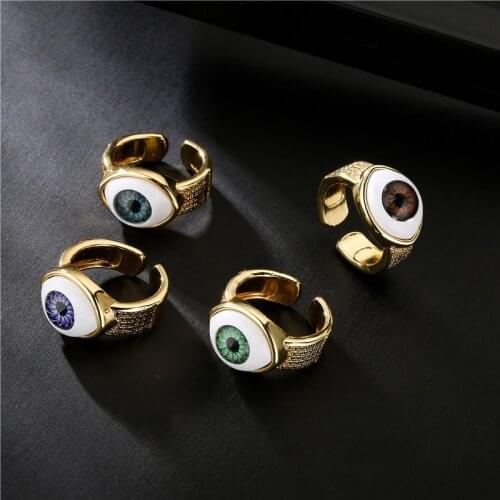 Fashion Stereoscopic Evil Eye Rings for Women Man Gold Color Devil Finger Accessories Open Adjustable Rings Jewelry Gifts