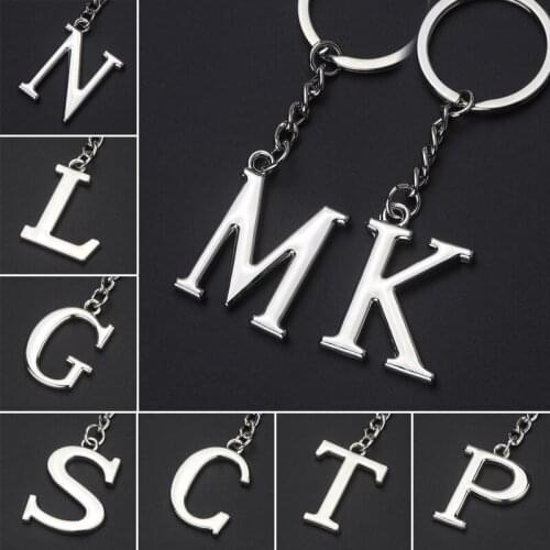 NEW DIY A-Z Letters key Chain For Men Silver Metal Keychain Women Car Key Ring Simple Letter Name Key Holder Party Gift Jewelry