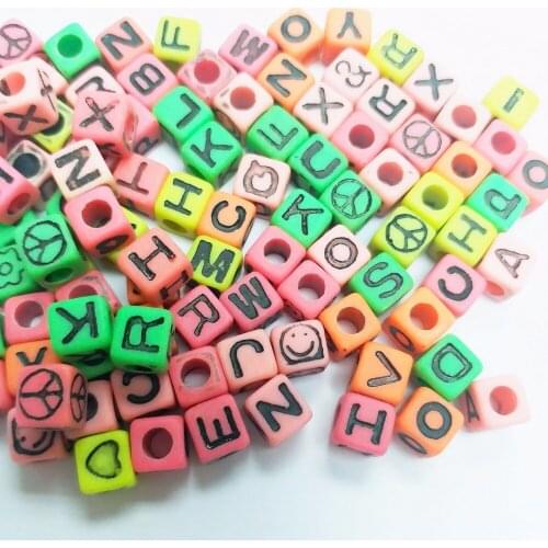 Wholesale 1000PCS bulk cube shape multi color alphabet CL021 Charms Loose 7mm Pony Beads for girl school science home crafts