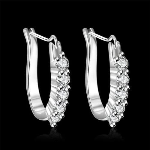 Wholesale 925 Sterling Silver Earrings for Women fine Popular Jewelry All-match Zircon Ear buckle stdu earrings Christmas Gift