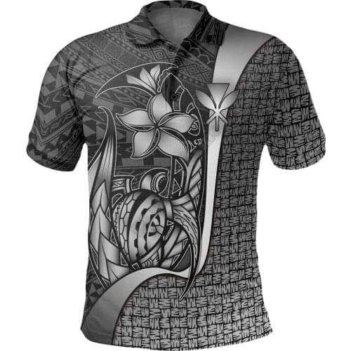 Polynesian Hawaii Polo Shirt Kanaka Maoli White Turtle with Hook 3D Printed Polo Shirt Men Women Short Sleeve Summer T-shirt
