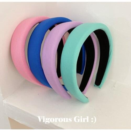 Women Colorful Sponge Hairband Wide Edge Girls Increase Candy Color Headband Solid Color Elastic Hair Bands Hair Accessories