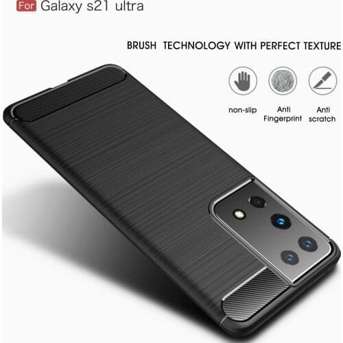 For Samsung S21 Plus S21 FE 2021 Case Carbon Fiber Cover Shockproof Phone Case For Galaxy S21 Ultra Cover Brushed Bumper Shell