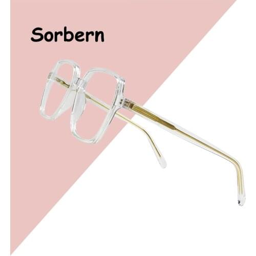 Clear Acetate Square Frame Glasses Women Ladies Eyeglasses Frame For Female Big Transparent Optical Spectacle Frames Men