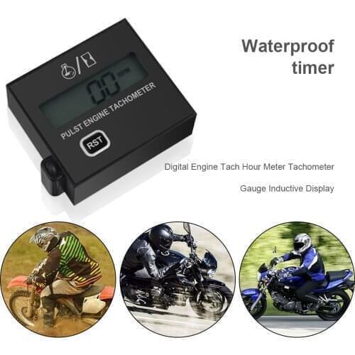 Gasoline Engine Meter Electronic Tach Hour Meter Digital Display Tachometer Inductive Speedometer Motorcycle with Clip for Chain