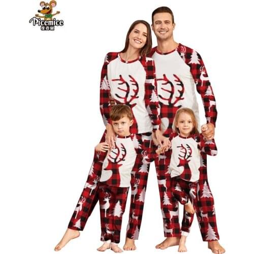 Family Matching Outfits Christmas Mother Daughter Pajamas Set Dad Son Baby Kids Print Plaid Suit For Family Home Pajamas Set