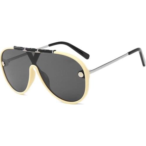 2020 Oversized Sunglasses Vintage Brand Driving Sun Glasses Women Men Flat Top Big Frame Sunglass Retro Siamese Eyewear UV400