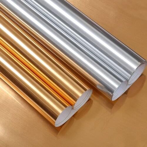 Thick Self-Adhesive Brushed /Mirror Wallpaper Old Electrical Renovation Stickers Furniture Desktop Waterproof Metal Sticky Paper