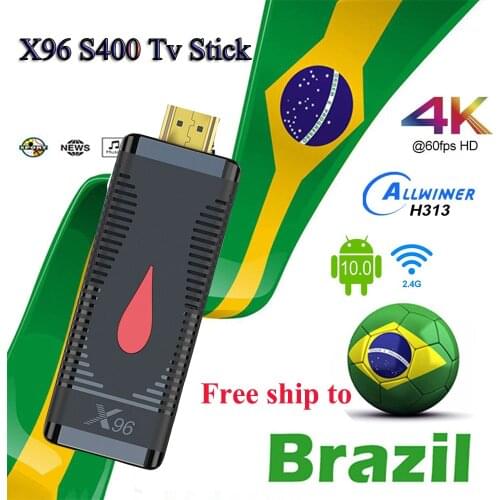 X96 S400 4K Tv Stick Android 10.0 Allwinner H313 Quad Core 2GB 16GB Smart Ip Tv Box Google Fire Dongle Free Ship to Brazil