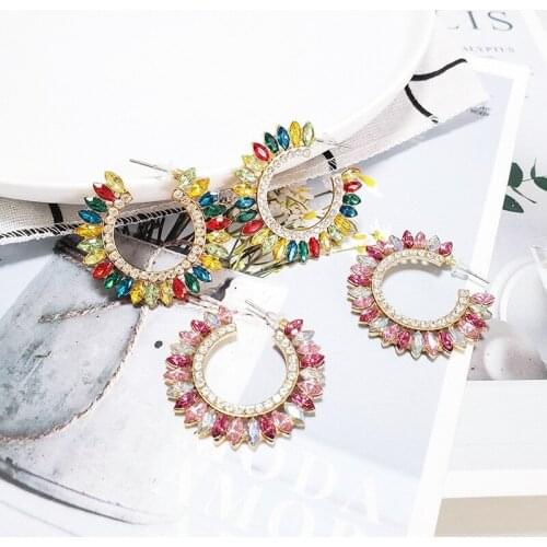 European And American Fashion Big C-shaped Sun Flower Hollow Retro Women Earrings