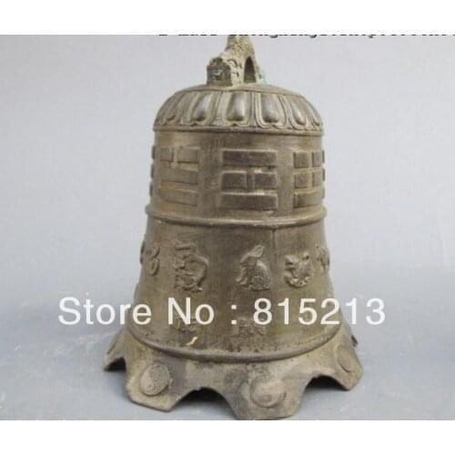 Wang 00094 Chinese Bronze Carve 12 Zodiac Dragon Horse Tiger Buddhism Temple bell
