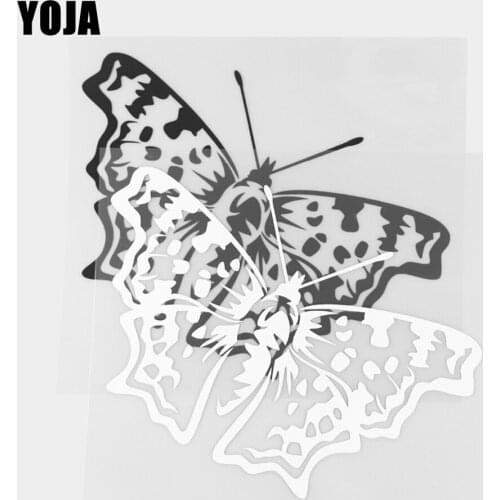 YOJA 16.4×14.3CM Vinyl Decal Flying Moth Cartoon Animals Pattern Car Stickers Black/Silver 19C-0297